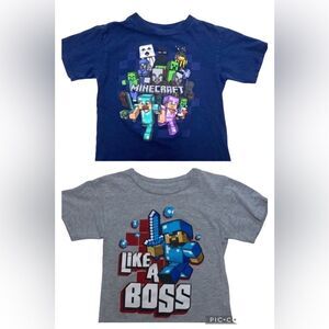 Minecraft Boy’s Bundle of 2 Graphic Shirts Sz XS 4-5